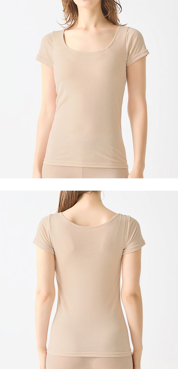 グンゼ アセドロン Tシャツインナー 大きな汗取りパッド付き 2分丈袖 レディース 大きいサイズ GUNZE