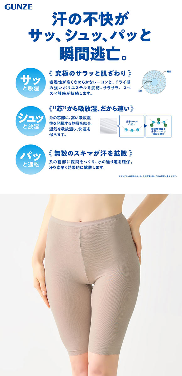 グンゼ アセドロン 5分丈 ペチパンツ レディース GUNZE 大きいサイズ