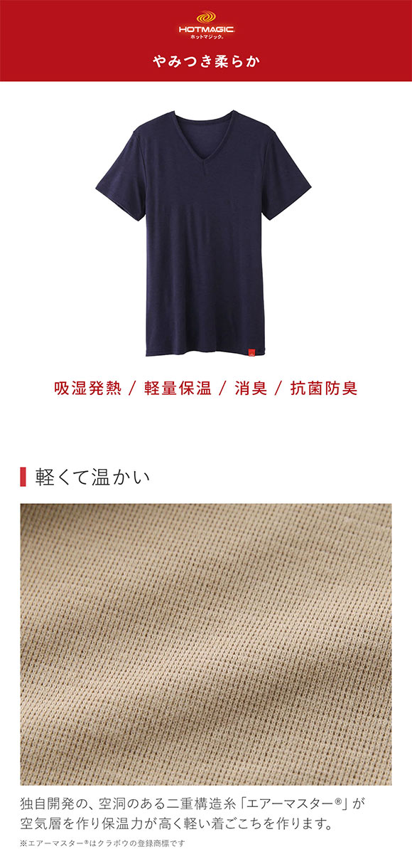 グンゼ GUNZE ホットマジック HOTMAGIC Vネック 半袖 シャツ 柔らか 温か
