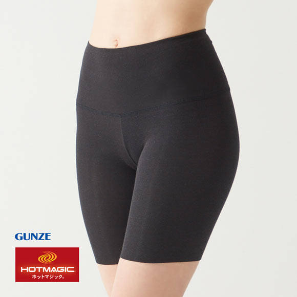 グンゼ GUNZE ホットマジック HOTMAGIC 綿のチカラ はらまき付 3分丈 インナー スパッツ ボトム レディース 発熱 裏起毛 腹巻