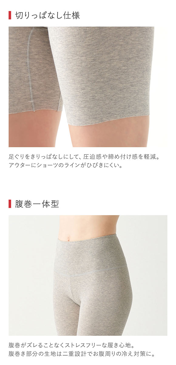 グンゼ GUNZE ホットマジック HOTMAGIC 綿のチカラ はらまき付 3分丈 インナー スパッツ ボトム レディース 発熱 裏起毛 腹巻