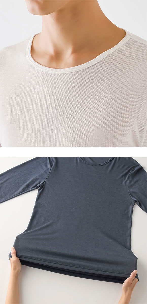 グンゼ ファイヤーアセドロン 長袖 クルーネック シャツ 薄手 メンズ 大きいサイズ GUNZE FIREアセドロン