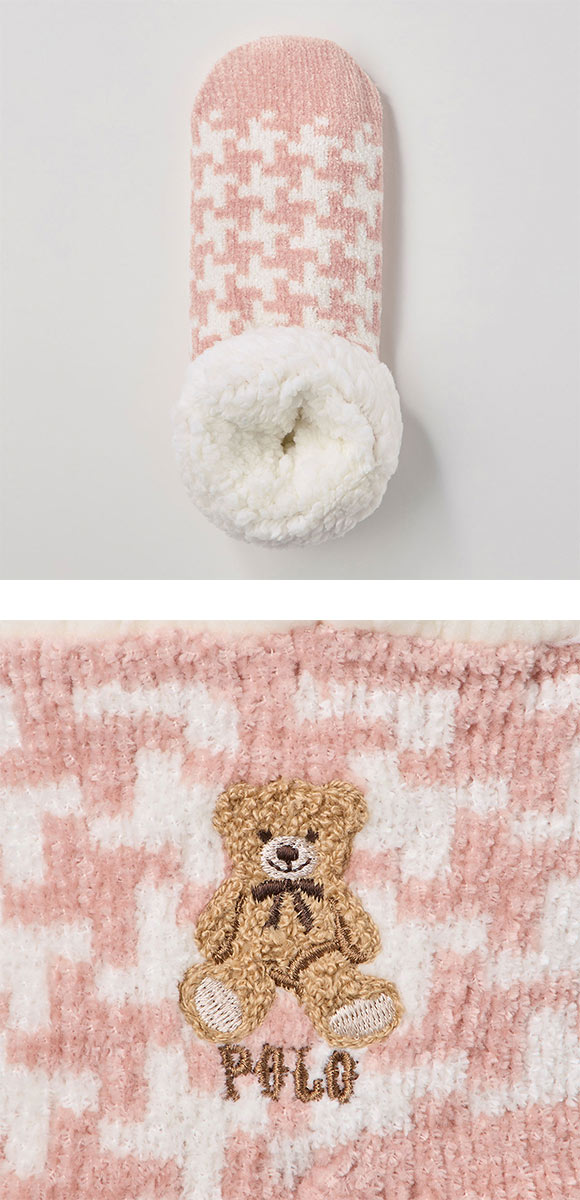 ポロ ハウンドトゥース柄 内ボア ルームソックス レディース 靴下 婦人 POLO