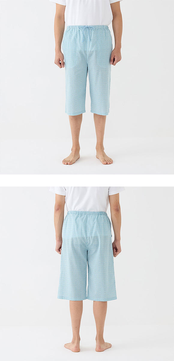 グンゼ アセドロン ギンガムチェック 6分丈 パンツ メンズ パジャマ GUNZE