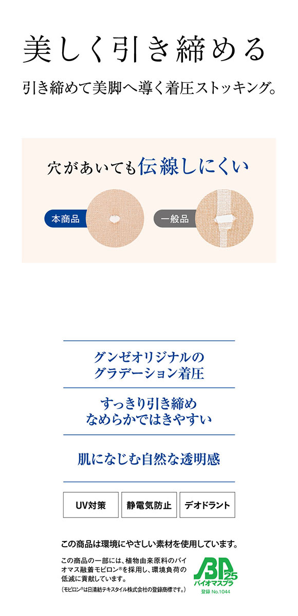 グンゼ GUNZE サブリナ SABRINA シェイプ 美しく引き締める 伝線しにくい 着圧 ストッキング レディース 足首13hPa