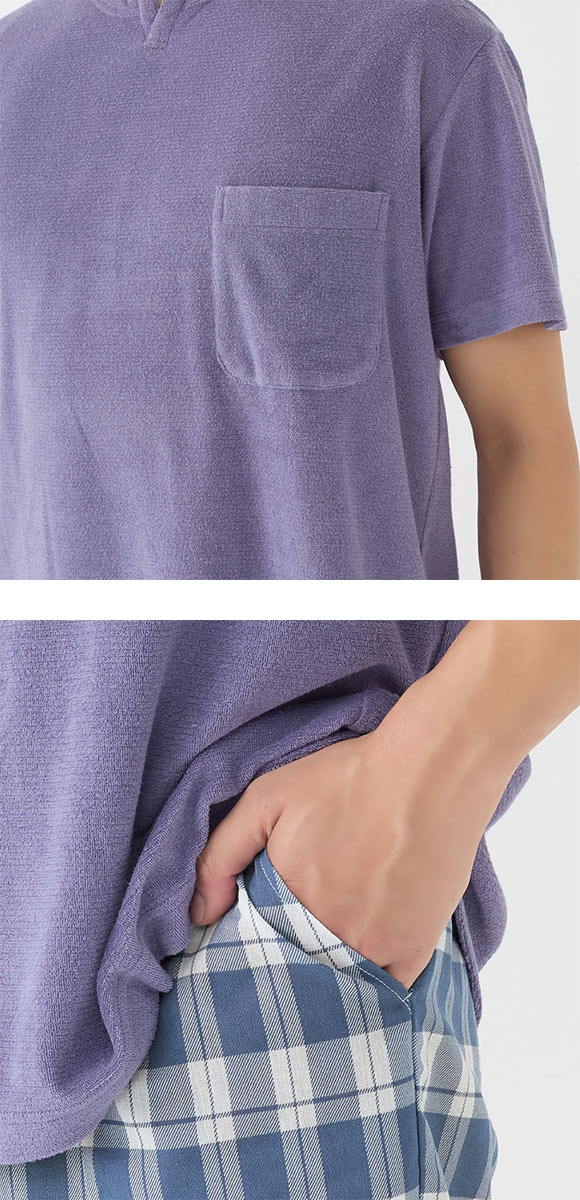 グンゼ アセドロン パイル地 ルームウェア 半袖・5分丈パンツセット メンズ パジャマ GUNZE