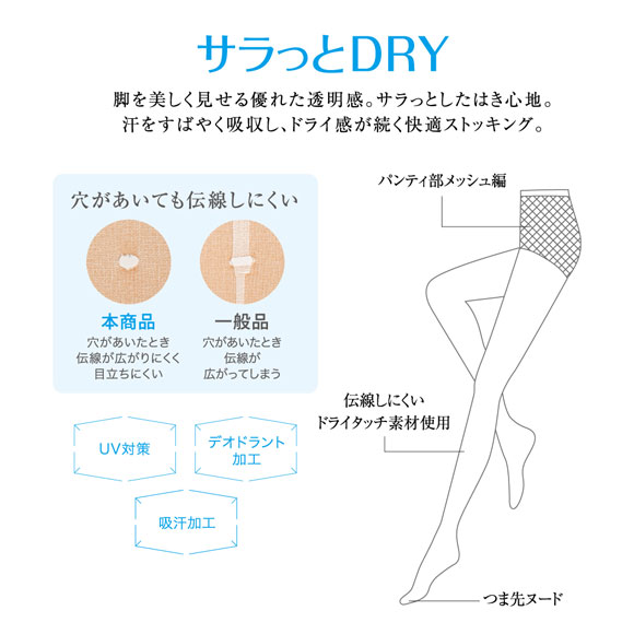 グンゼ GUNZE サブリナ SABRINA サラっとDRY 伝線しにくい ストッキング 3足組 レディース