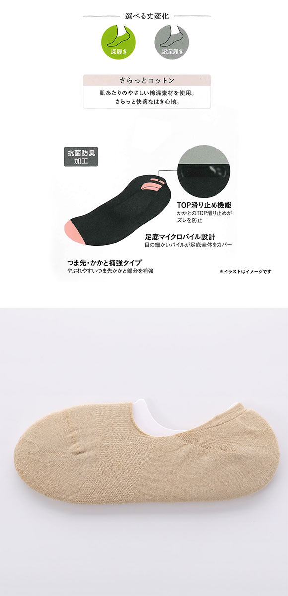 グンゼ SABRINA Natural スニーカー フットカバー 深履き レディース 綿混 ソックス 靴下 GUNZE サブリナ 23-25cm