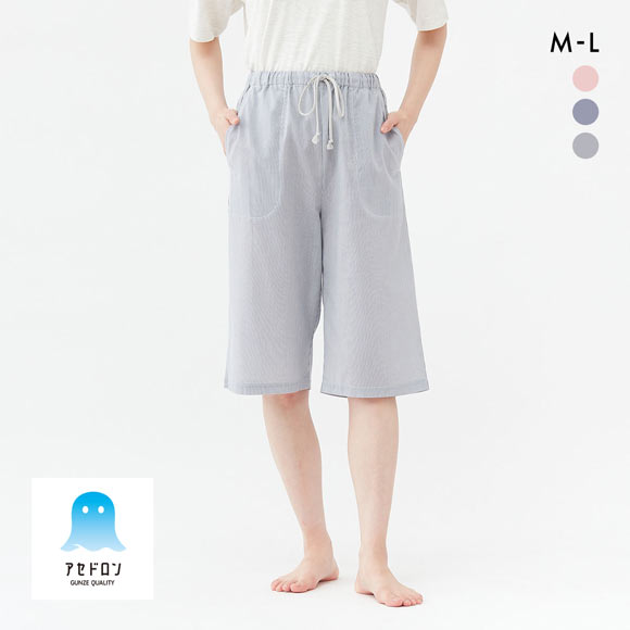 グンゼ アセドロン パンツ ストライプ 6分丈 レディース パジャマ GUNZE