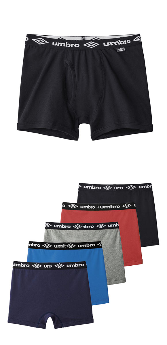 アンブロ UMBRO 5P キッズ ジュニア 男の子 男児 ボクサーパンツ 5枚組 身生地綿100％ 前あき 140-170