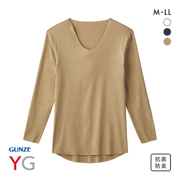 グンゼ GUNZE ワイジー YG ネクストラ NextRA+ WARM∞DEO 切りっぱなし Vネック ロングスリーブ シャツ メンズ