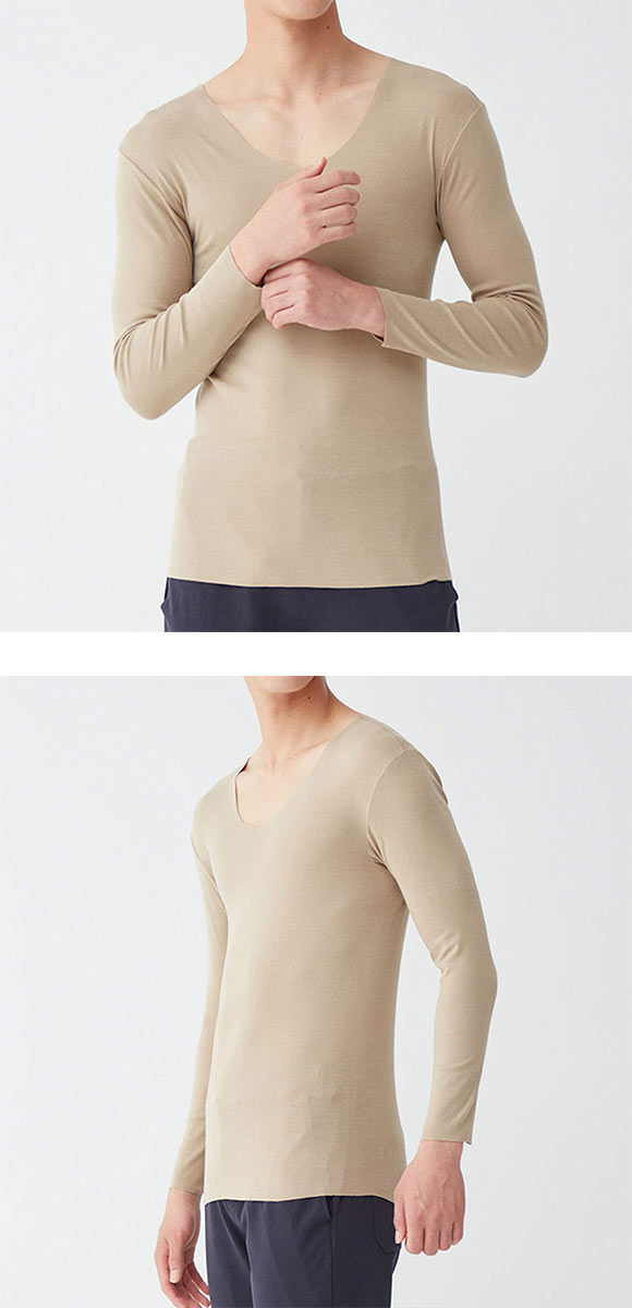 グンゼ YG NextRA+ カットオフ Vネック ロングスリーブシャツ メンズ 発熱綿 インナー GUNZE ワイジー ネクストラ