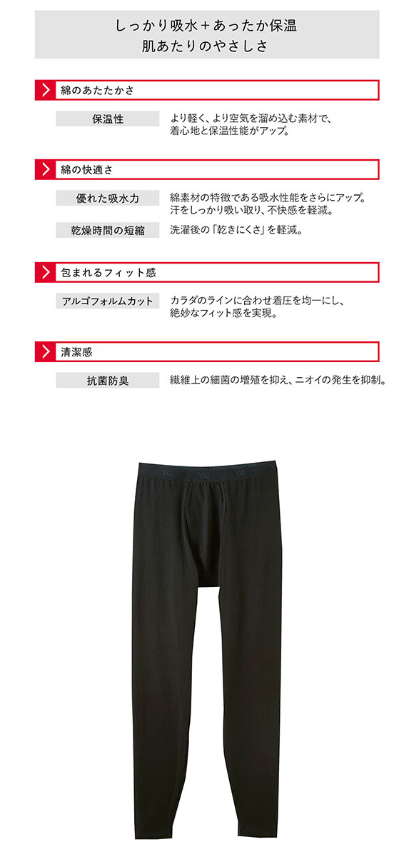 グンゼ GUNZE ワイジー YG ダブルホット タイツ メンズ ボトムス 前あき インナー あったか 保温 前開き