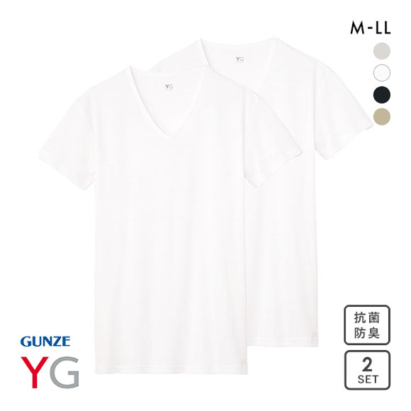 グンゼ GUNZE ワイジー YG DRY&COOL Vネック Tシャツ 2枚組 メンズ インナー 鹿の子編み クール