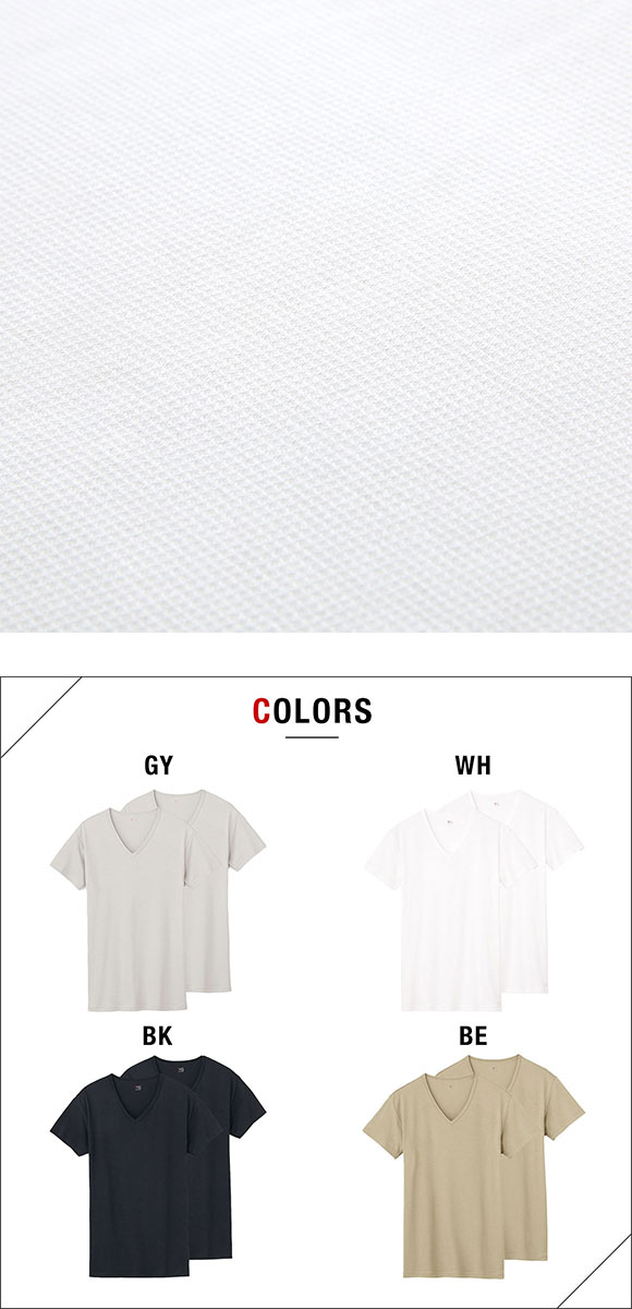 グンゼ GUNZE ワイジー YG DRY&COOL Vネック Tシャツ 2枚組 メンズ インナー 鹿の子編み クール