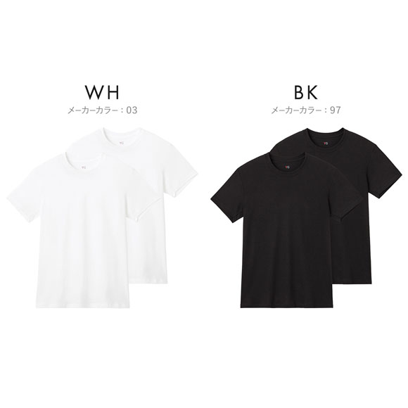 グンゼ YG コットン100％ 天竺 クルーネック Tシャツ 2枚セット メンズ インナー 大きいサイズ GUNZE ワイジー