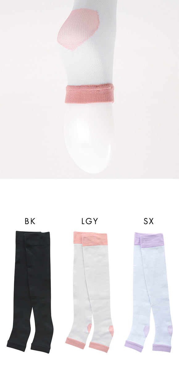 おやすみ着圧くつした オーバーニーソックス 履いて快眠 段階着圧 靴下 オープントゥ