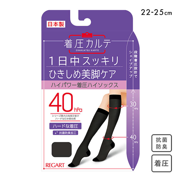 着圧カルテ ハイパワー着圧ハイソックス 靴下 高着圧 抗菌防臭 日本製