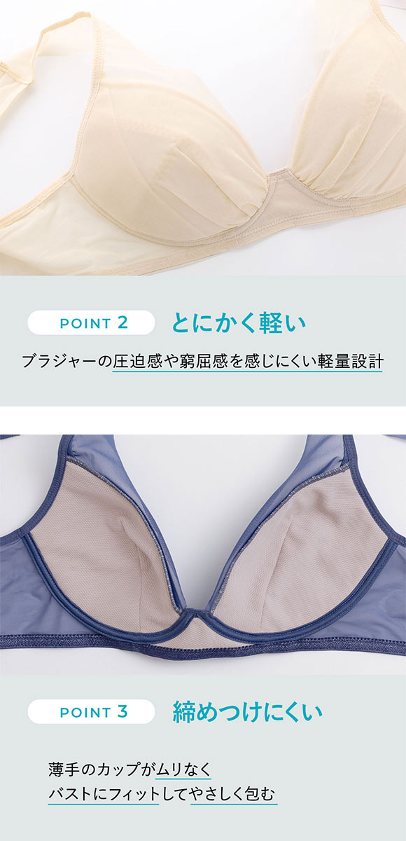ルシアン LECIEN とにかく軽くて肩らくちん 4/5カップ ノンワイヤー ブラジャー M L LL 単品