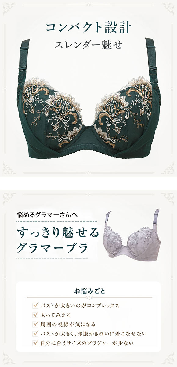 ルシアン LECIEN 大きめバスト専用 コンパクト設計 4/5カップ ブラジャー EFG 脇高 脇肉 大きいサイズ 単品 グラマー
