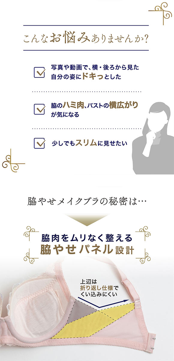 ルシアン キレイ魅せ 脇やせメイクブラ 3/4カップ ブラジャー E 大きいサイズ 脇肉 脇高 LECIEN