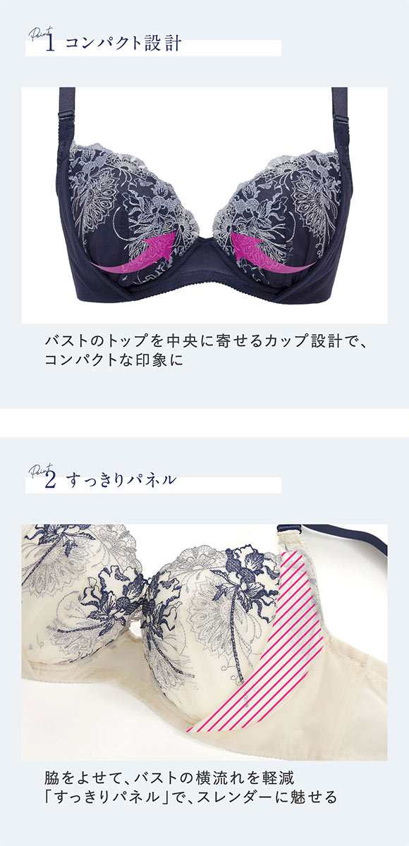 ルシアン 大きめバスト専用 コンパクト設計 4/5カップ ブラジャー EFG 脇高 脇肉 大きいサイズ グラマー LECIEN