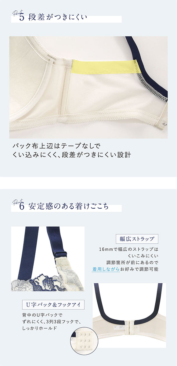 ルシアン 大きめバスト専用 コンパクト設計 4/5カップ ブラジャー EFG 脇高 脇肉 大きいサイズ グラマー LECIEN