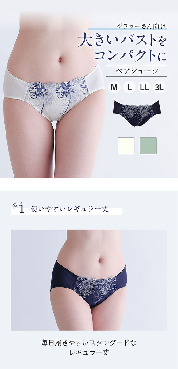 ルシアン 大きめバスト専用 コンパクト設計 ペアショーツ スタンダード M L LL 3L 大きいサイズ LECIEN