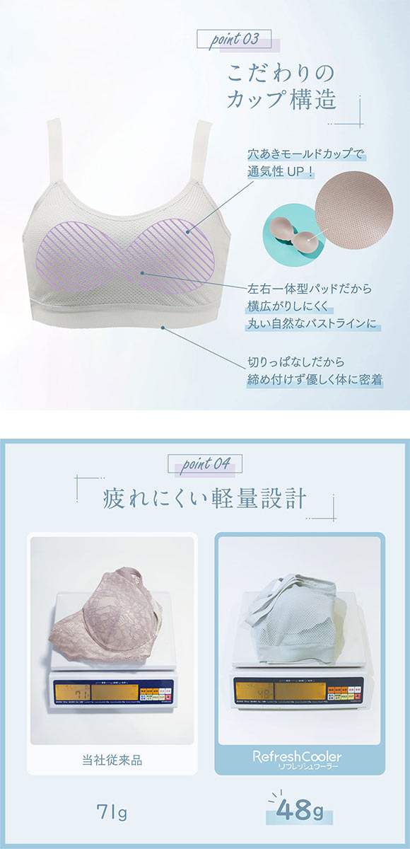 ルシアン リフレッシュクーラー ハーフトップ Active ワイヤレスブラ LECIEN Refresh Cooler　接触冷感