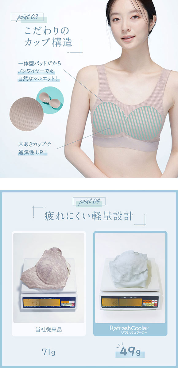 ルシアン リフレッシュクーラー ハーフトップ Soft ワイヤレスブラ 3L 4L 大きいサイズ メッシュ 軽量 LECIEN Refresh Cooler