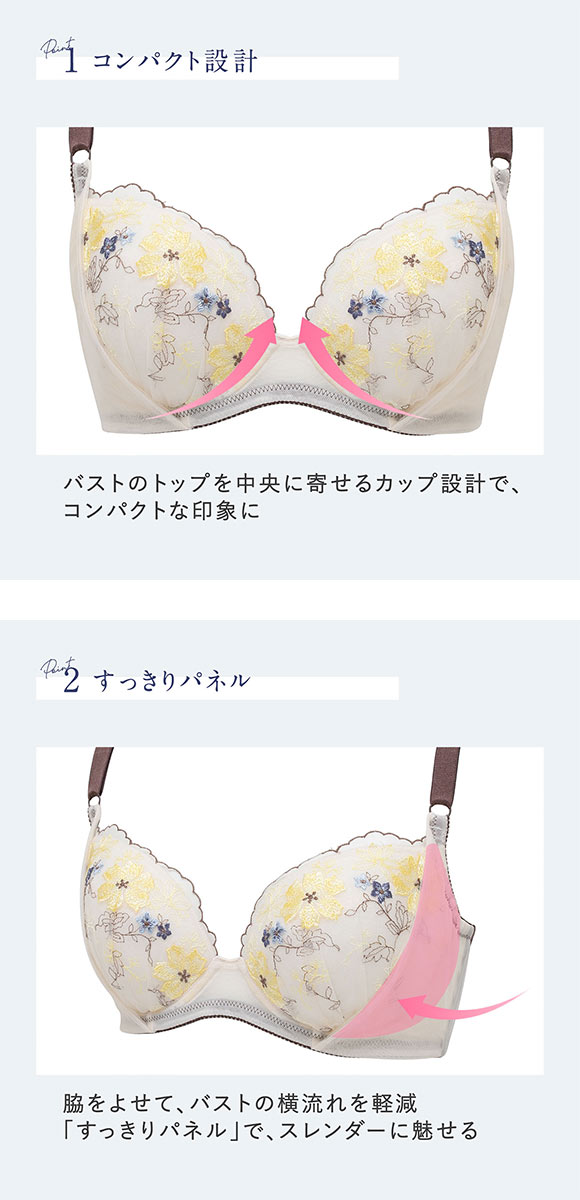 ルシアン 大きめバスト専用 コンパクト設計 4/5カップ ブラジャー EFG 脇高 脇肉 大きいサイズ グラマー LECIEN