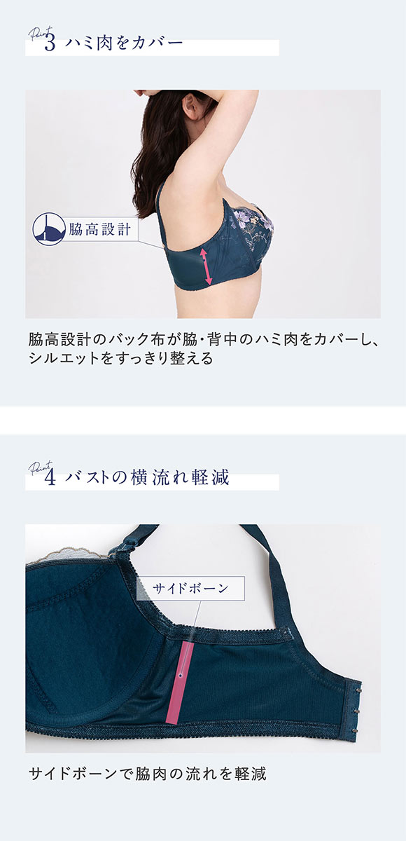 ルシアン 大きめバスト専用 コンパクト設計 4/5カップ ブラジャー EFG 脇高 脇肉 大きいサイズ グラマー LECIEN