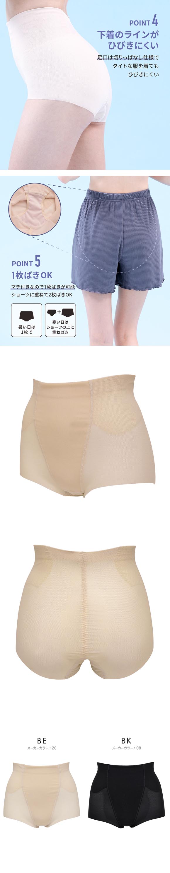 ルシアン はいて実感 下半身のお悩み解決 浮き輪肉撃退 パンツ メッシュ 吸汗速乾 ガードル ショート丈 M･L･LL･3L 補正下着 LECIEN