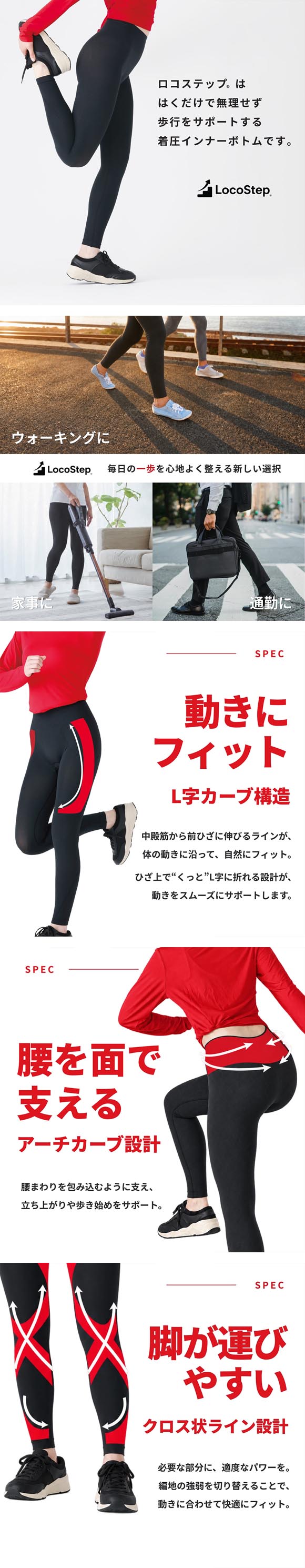 ルシアン LOCOSTEP Ancle 足首 レディース シニア ミセス アンクル丈 コンプレッション スパッツ 歩行サポート M･L･LL LECIEN 下着