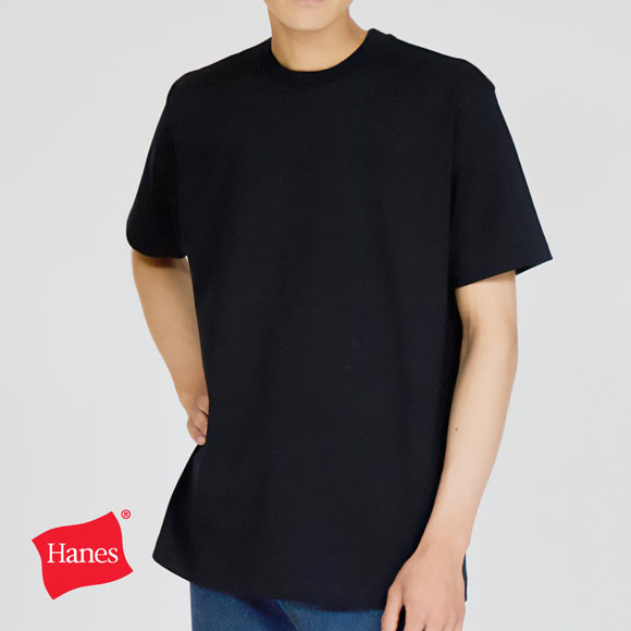 ヘインズ T-SHIRTS KURO クルーネックTシャツ メンズ インナー 半袖 黒T HM1-B201 Hanes HM1-D202