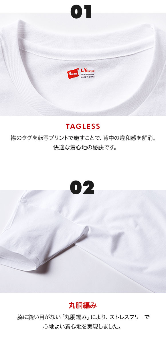 ヘインズ Hanes 青ラベル 3PクルーネックTシャツ HM2115G パックT