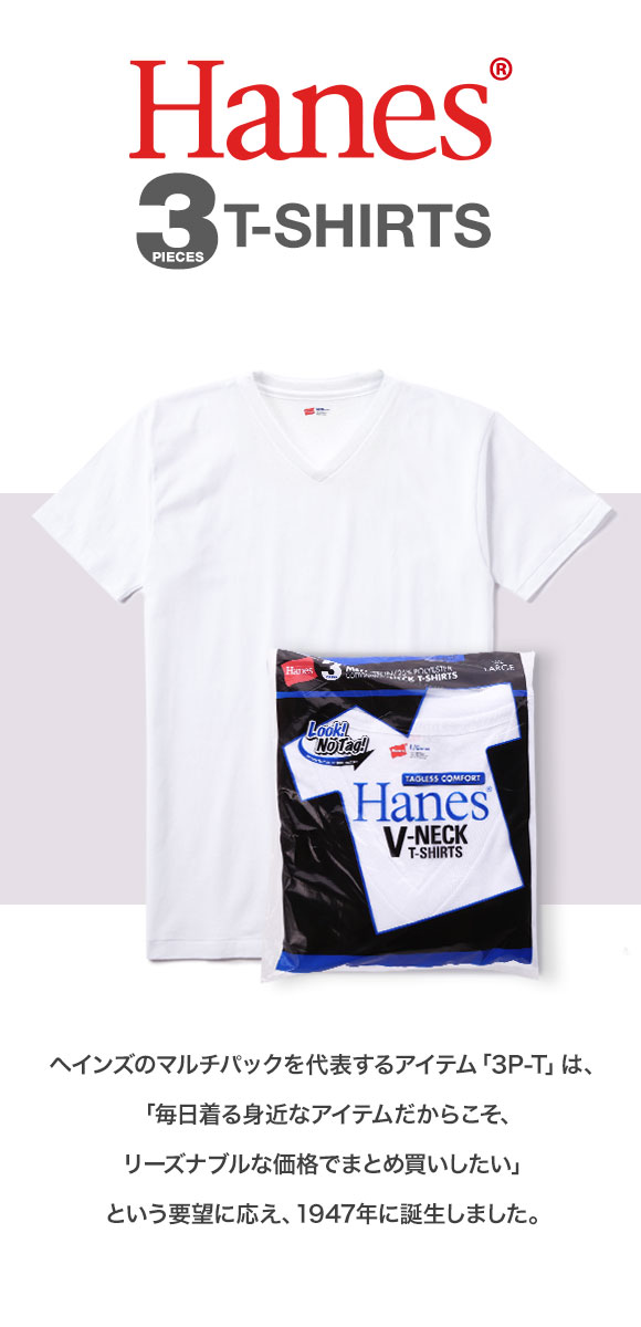 ヘインズ Hanes 青ラベルVネックTシャツ 3枚パック HM2125G パックT