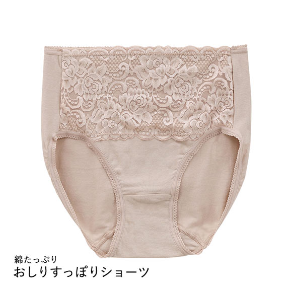 綿たっぷり おしりすっぽり フィットショーツ 綿混 ノーマルショーツ M L LL