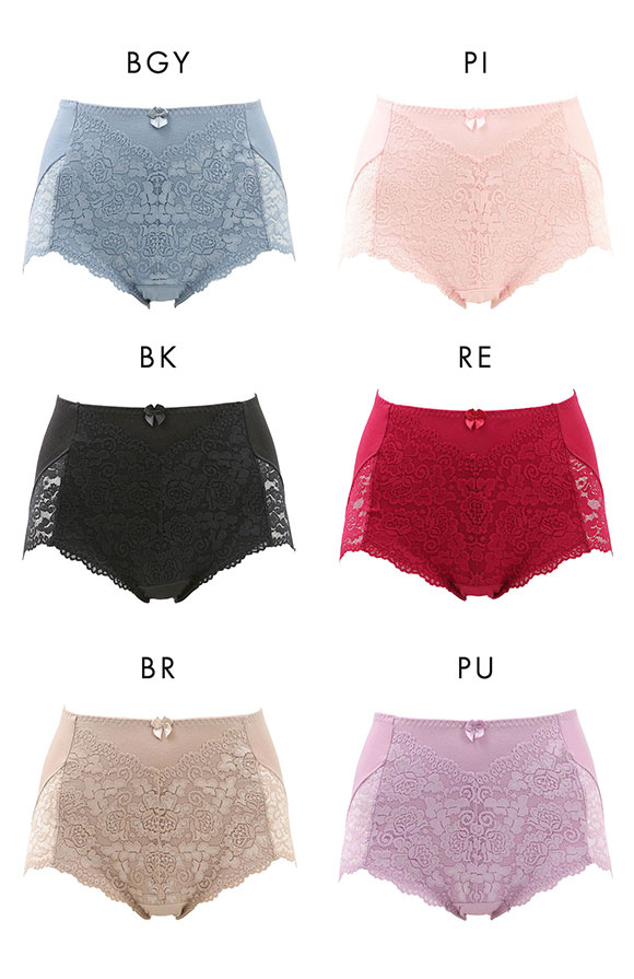 ショーツガードル おなかおさえ機能つき 脇丈深め すっぽり 足口レース 綿混 サポート