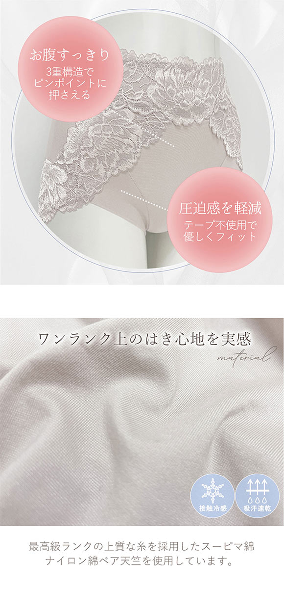 ブラデリス はくだけ上向き おしりPライン ラッピングショーツ S-5LL 大きいサイズ ハイウエスト 接触冷感 吸汗速乾 綿混 補整 補正