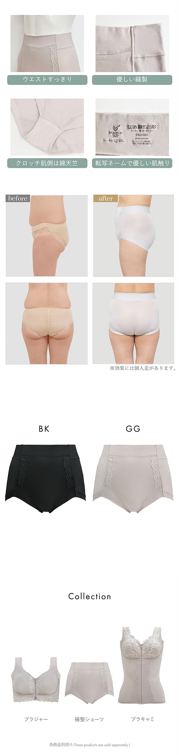 ブラデリス すらっと細見え 立体設計 補正ショーツ 綿混 快適 M-5L 吸汗速乾 おなかおさえ らくちん おしりすっぽり