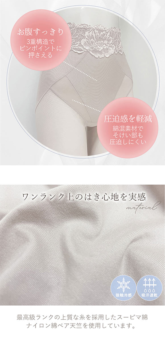 ブラデリス はくだけ上向き おしりPライン ラッピングショーツ ロング S-5L 大きいサイズ ハイウエスト 接触冷感 吸汗速乾 綿混