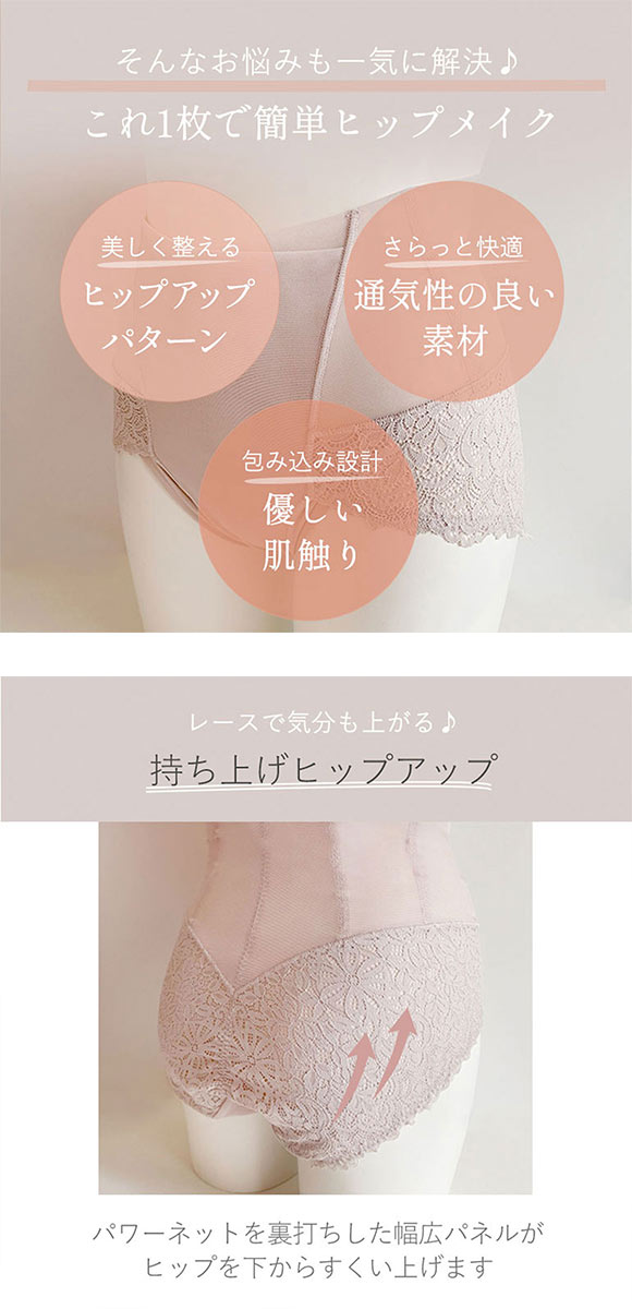 はくだけ簡単！レーシーハイウエストショーツ25 S-4L 浮き輪肉 腰肉 おしりすっぽり 着やせ 補整 補正 吸汗速乾 ブラデリス