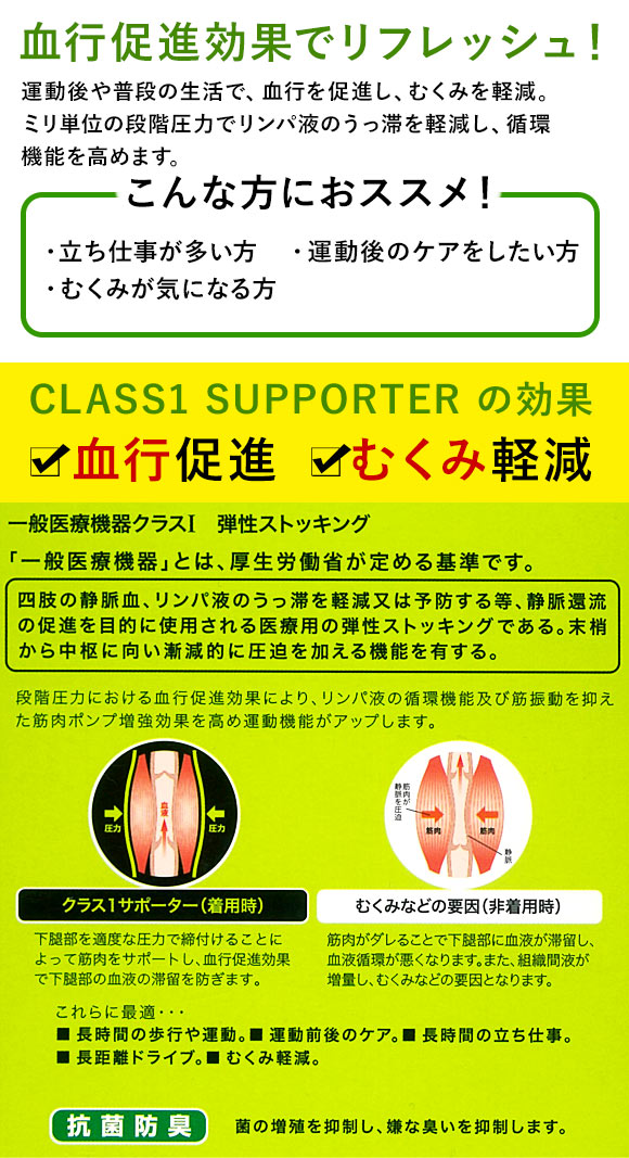 ミズノ MIZUNO クラス1サポーター ふくらはぎ用 メンズ レディース 一般医療機器 弾性ストッキング むくみ軽減 着圧 C2JS8102