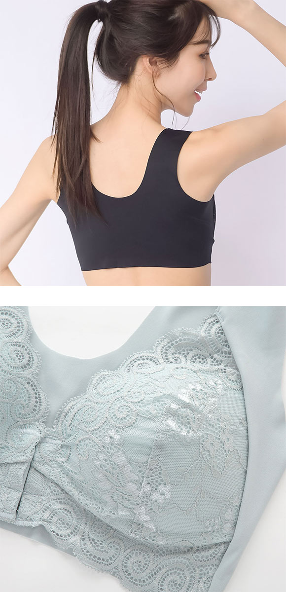 エレガント フロントホック 極薄ヘム ノンワイヤーブラジャー M L LL 3L 4L 5L 6L 大きいサイズ グラマー Elegante