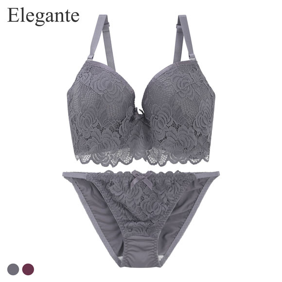 エレガント 脇肉を谷間に変える脇高ブラ ローズレース ブラセット GHI65-95 ブラジャー ショーツ セット 脇寄せ 谷間 盛り Elegante