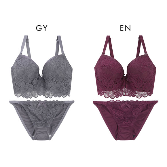 エレガント 脇肉を谷間に変える脇高ブラ ローズレース ブラセット GHI65-95 ブラジャー ショーツ セット 脇寄せ 谷間 盛り Elegante