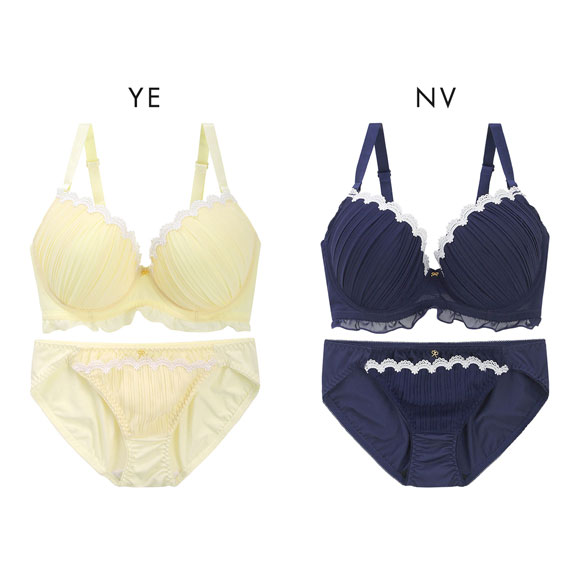 パンキュート プリーツジョーゼット ブラセット CDEF80-95 グラマー アンダー大きいサイズ 美胸 谷間 盛り胸 PANCUTE