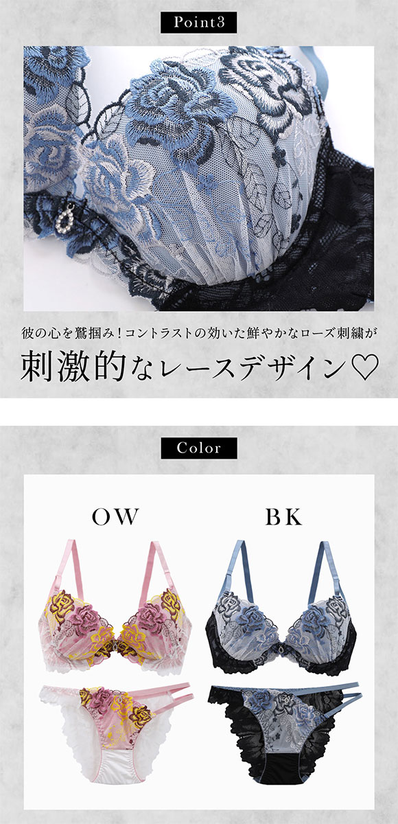 パンキュート センシュアルローズ ブラセット ABCDEF 脇寄せ 大きいサイズ グラマー 脇高 谷間 盛り胸 総レース ブラジャー ショーツ PANCUTE