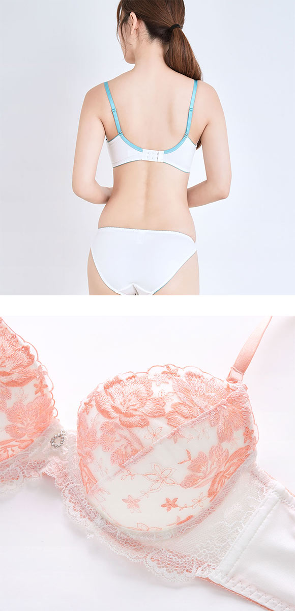 エレガント 脇肉を谷間に変える脇高ブラ フローラルレース ブラセット ABCDEF 盛り胸 寄せ上げ ブラジャー ショーツ 脇寄せ Elegante